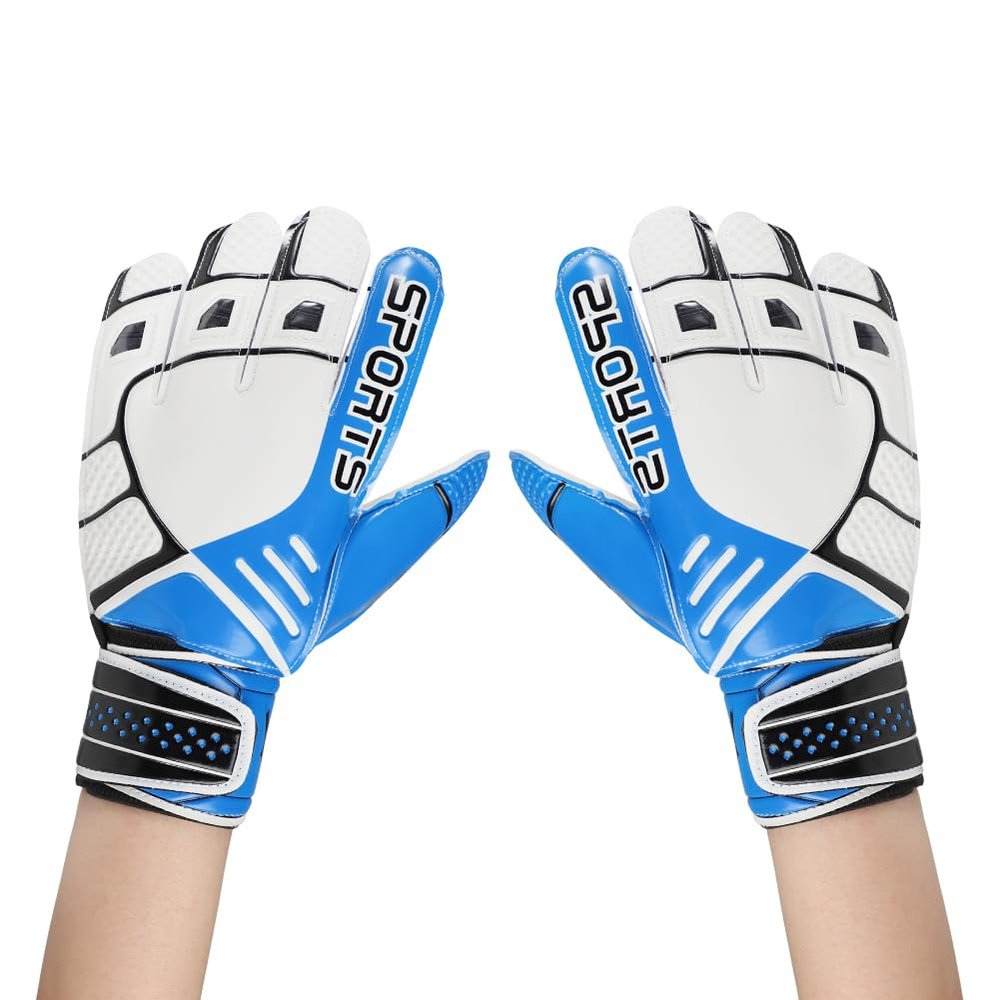 haozaikeji Adult Soccer Gloves Men Football Handwear Boy Soccer Training Gloves Adjustable Player Hand Protector (Blue)