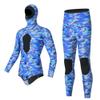Dressnu Snorkeling Swimming Long Sleeve Split Wetsuit 3mm Coldproof Warm Stretch Surfing Suit Blue Camouflage M view 1