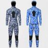 Dressnu Snorkeling Swimming Long Sleeve Split Wetsuit 3mm Coldproof Warm Stretch Surfing Suit Blue Camouflage M view 2