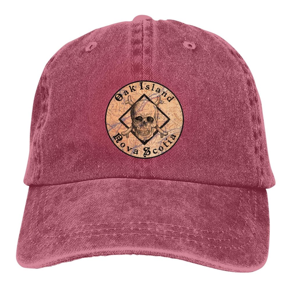 Oak Island Nova Scotia Arrows and Skull Baseball Cap Man Woman's Adjustable Trucker Cap Washable Sun Hat Red