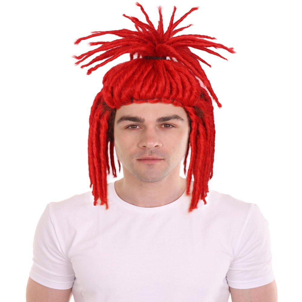 HPO Adult Men's Red Dreadlock Wig,Perfect for Halloween,Flame-retardant Synthetic Fiber