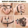 JUXINGDAZYF Rosary Beads Handmade Wooden Rosarios Catolicos Metal Cross For Catholic Or Christian Gift(Pine Black) view 4