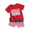 0-3T 4th of July Baby Boy Outfit Amacian T Shirt Tees Tops Stars and Stripes Shorts Infant Toddle Summer Clothes (Red-Hunk, 18-24 Months) view 1