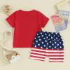 0-3T 4th of July Baby Boy Outfit Amacian T Shirt Tees Tops Stars and Stripes Shorts Infant Toddle Summer Clothes (Red-Hunk, 18-24 Months) view 3