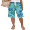 Akivide Women Summer Loose Linen Shorts Casual Boho Floral Print High Waist Drawstring Wide Leg Vacation Beach Short Pant Plus Size with Pockets view 1