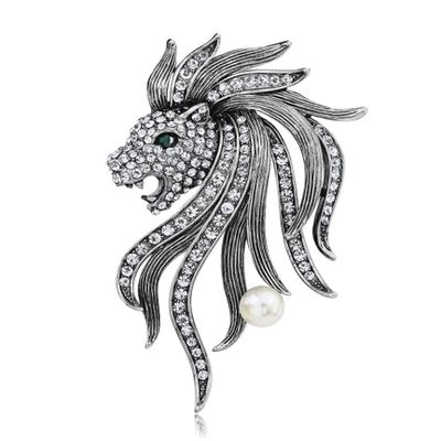 IBDRYKK Brooch Retro Literary Lion Brooch Pins Jewelry for Men, Cute Animal Brooches with Gift Boxes, Exquisite Clothing Accessories Pin rhinestone (Color : F)