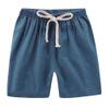 Toddlers Boys Girls Cotton Linen Shorts Pants Kids Solid Color Loose Casual Shorts Elastic Waist (Blue, 5-6 Years) view 1