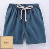 Toddlers Boys Girls Cotton Linen Shorts Pants Kids Solid Color Loose Casual Shorts Elastic Waist (Blue, 5-6 Years) view 3