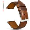 Gomvadr Quick Release Leather Watch Bands for Men 14mm 16mm 18mm 19mm 20mm XL 21mm 22mm XXL 24mm ,Vintage Oil Wax-tanned Pull-up Men's Watch Bands Replacement Leather Watch Straps for Men Women(Cognac with Matching Stitch,20mm-Regular) view 1