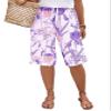 Akivide Women Summer Loose Linen Shorts Casual Boho Floral Print High Waist Drawstring Wide Leg Vacation Beach Short Pant Plus Size with Pockets view 1
