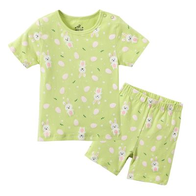 Zanie Kids Easter Girls Pajamas Short Sleeve Toddler Pjs Summer Clothes Sleepwear Sets Cotton Rabbit 5 6 Years Mint Green