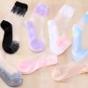 YOLAI 1 Pair Women'S Mesh Sheer Socks Ankle High Socks Lace Socks Lightweight Transparent Novelty Crew (Blue, One Size) view 4