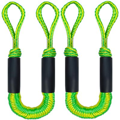 2PCS Dock Lines 3FT Premium Bungee Boat Lines Boat Accessories (Green+Yellow, 3Feet)