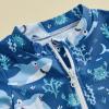 Hnyenmcko Infant Baby Boy Girls Rash Guard Swimsuit Short Sleeve Zipper Bathing Suit Toddler One Piece Swimwear Sunsuit (F-Blue 11, 3-6 Months) view 3