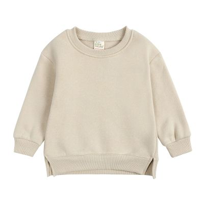 Children's Fleece Solid Plus Pullover Top Babies Color Girls Crop Tops for Kids (Beige, 3-4 Years)
