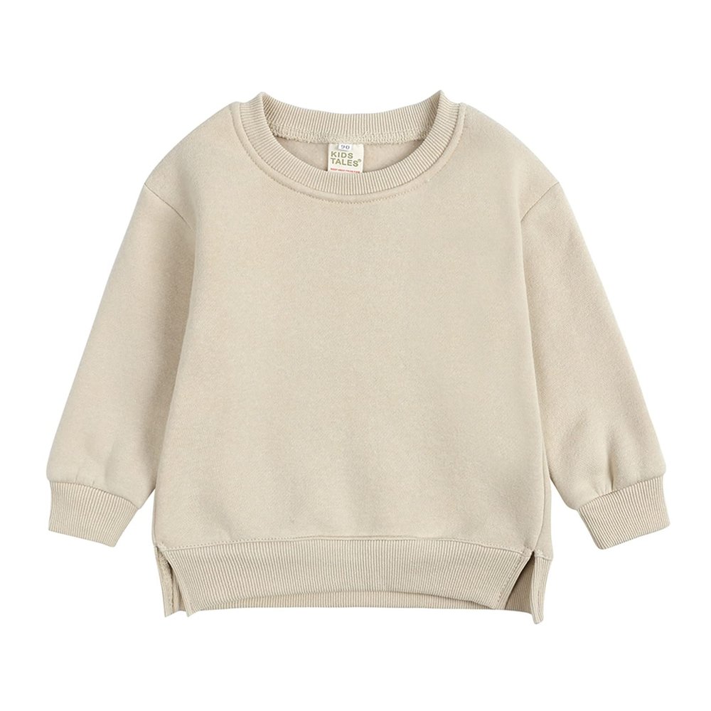 Children's Fleece Solid Plus Pullover Top Babies Color Girls Crop Tops for Kids (Beige, 3-4 Years)