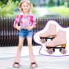 Silvertree Roller Skates for Women and Girls PU Leather High-top Adult Roller Derby Skates Wheels Light Up Roller Skates Four-Wheel Shiny Roller Skates for Girls Boys Men Unisex view 3