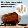 10Pcs Marine Thru-Hull Emergency Wood Plugs Kit - Tapered Conical Soft Wood Plugs for Boat, Yacht, Fishing Boat Leak Repair, Drain Stopper, Pocket Hole Plugs view 4