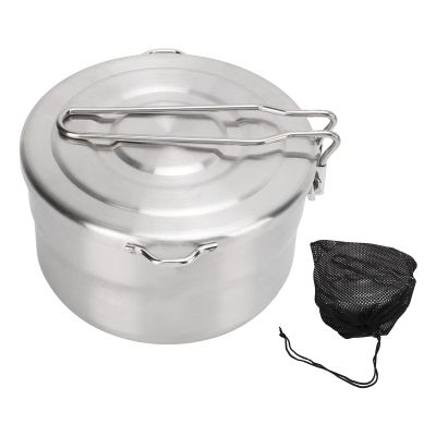 TITA-DONG 1.5L Camping Pot, Durable Hard 304 Stainless Steel Camping Cookware Set, Folding Handle Stable Camping Cook Pot with Lid for Outdoor Mountaineering Backpacking Hiking Picnic