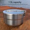 TITA-DONG 1.5L Camping Pot, Durable Hard 304 Stainless Steel Camping Cookware Set, Folding Handle Stable Camping Cook Pot with Lid for Outdoor Mountaineering Backpacking Hiking Picnic view 3