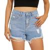 GOKKILRW Women's Jeans Shorts Blue Casual Ripped Raw Hem Stylish Denim Shorts Mid Rise Stretchy Frayed Short with Pockets Shorts Womens view 1
