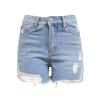 GOKKILRW Women's Jeans Shorts Blue Casual Ripped Raw Hem Stylish Denim Shorts Mid Rise Stretchy Frayed Short with Pockets Shorts Womens view 2