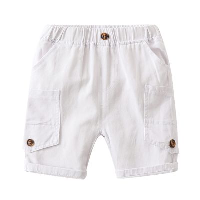 Baby Boys Pull On Cargo Shorts Toddler Kids Athletic Soccer Basketball Shorts Summer Boys Casual (White, 4-5 Years)