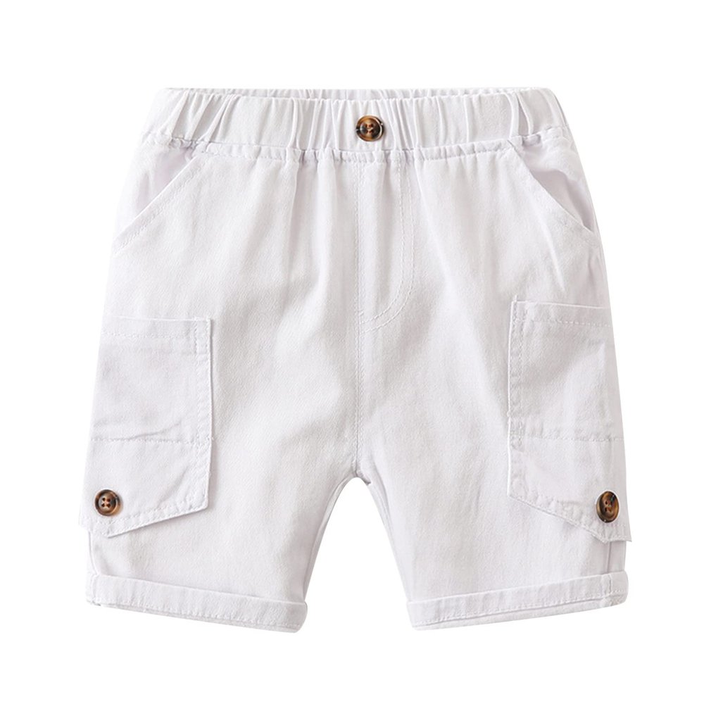 Baby Boys Pull On Cargo Shorts Toddler Kids Athletic Soccer Basketball Shorts Summer Boys Casual (White, 4-5 Years)