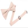 Entwineno Mens Charm Linen Cotton Bowties - Solid Pretied Bow Ties for Men Wedding Groomsmen (Petal Pink, L (Youth, Adult)) view 1