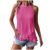 2024 Summer Tank Top for Women Loose Fit High Neck Sleeveless Halter Tops Pleated Eyelet Flowy Cami Shirts Blouses view 1