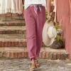 of Today Open Box Deals Trendy Patchwork Boho Pants Pantalones De Mujer Blancos Sweatpants Joggers Faux Suede Pants for Women Sport Pants for Womens Clearance Pink view 2