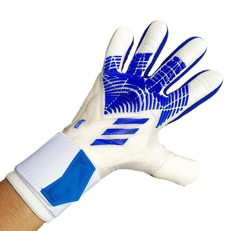 GJPWAKWM Spider-Man Soccer Goalkeeper Gloves Goalie Training Gloves Strong Grip Anti-Slip and Breathable for Adults and Children (White Blue,9)