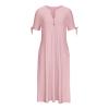Summer wrap Dresses for Women 2026 Elegant Summer Dresses for Women 2026 Trendy Tie Short Sleeve Button Down v Neck Eyelet Maxi Long Tshirt Dress Boho Maxi Dress for Women Pink L view 3