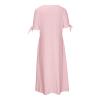 Summer wrap Dresses for Women 2026 Elegant Summer Dresses for Women 2026 Trendy Tie Short Sleeve Button Down v Neck Eyelet Maxi Long Tshirt Dress Boho Maxi Dress for Women Pink L view 4