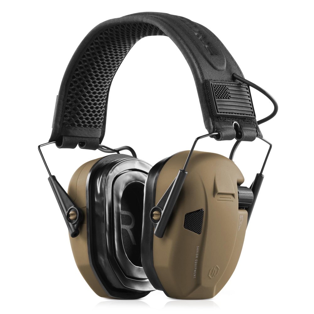 Savior Equipment Apollo Electronic Earmuffs Ear Protection For Shooting w/Soft Gel Ear Pads & Padded Headband, Tan