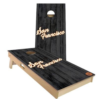 Skip's Garage San Francisco Vintage Themed Cornhole Set - Premium 2x4 (Corn Bags) - Include Case + Hole + Edge