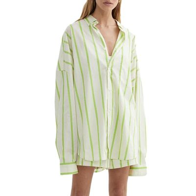 Argeousgor Women Striped 2 Piece Outfits Y2K Button Down Shirts Lounge Matching Short Sets Casual Summer Sweatsuit