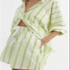 Argeousgor Women Striped 2 Piece Outfits Y2K Button Down Shirts Lounge Matching Short Sets Casual Summer Sweatsuit view 4