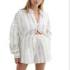 Argeousgor Women Striped 2 Piece Outfits Y2K Button Down Shirts Lounge Matching Short Sets Casual Summer Sweatsuit view 1