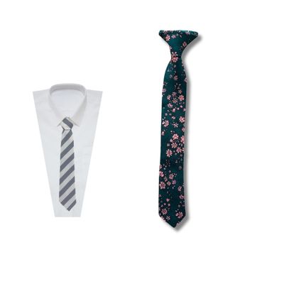 NineFit Basics Sunnlie Kids cotton Clip On Ties - Pre-tied Adjustable Neck Strap Tie for Baby Boys - Ties For Babies To Ware On Weddings (Pink Floral, Large (9-13 yrs))