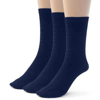 Silky Toes Viscose Bamboo Seamless Grid Dress Socks for Boys Girls, 3-6 Pk, Sensory School Uniform Crew Socks for kids