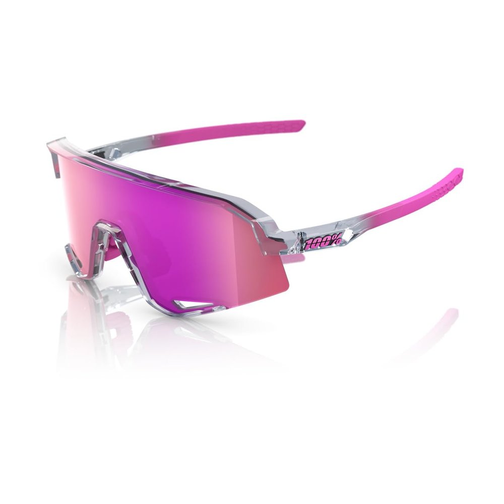 100% Slendale Sunglasses - Polished Translucent Grey; Purple Multilayer Mirror