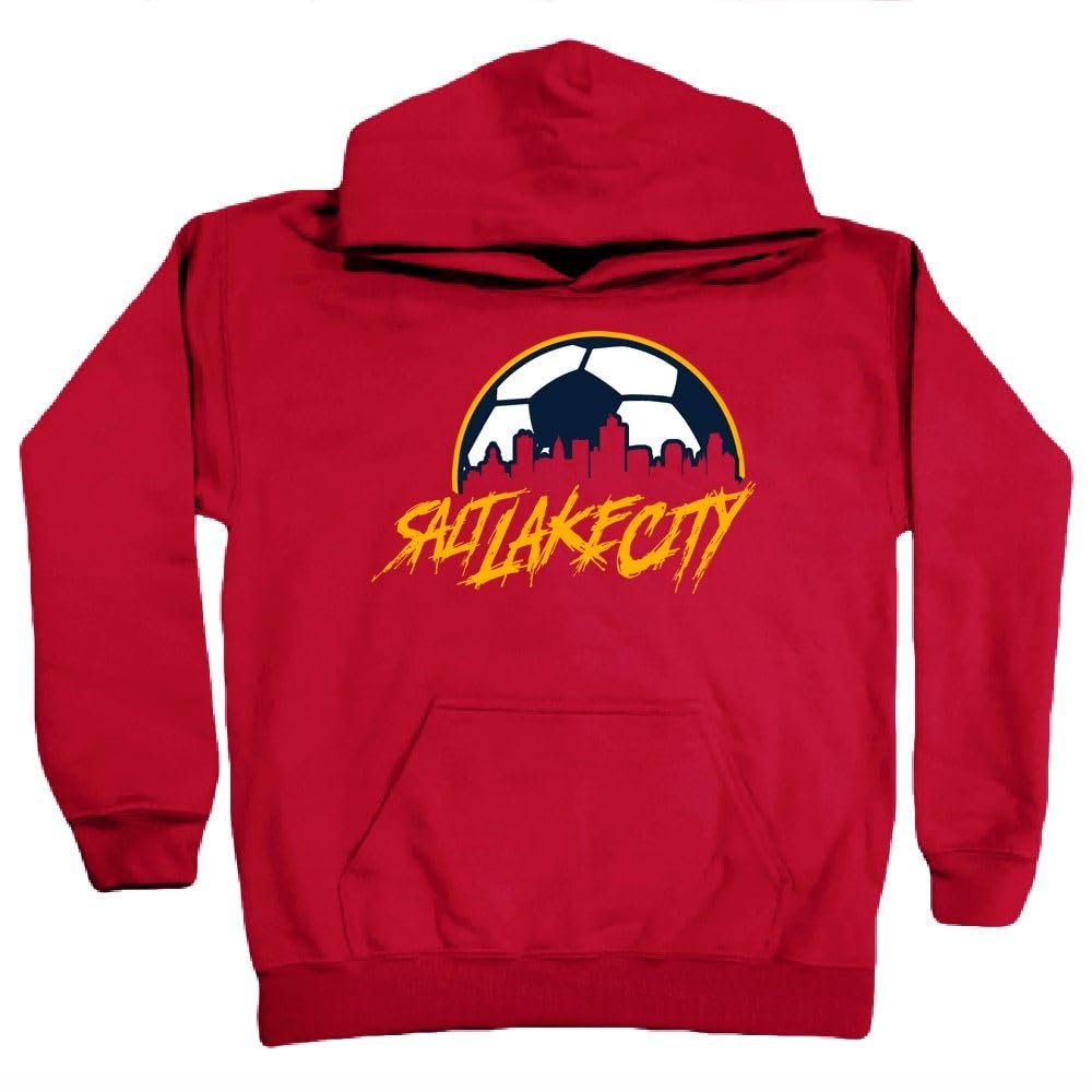 Xtreme Apparrel Salt Lake City Soccer Skyline Kid's Fan Hoodie Sweatshirt (Cardinal Hoodie,YS)