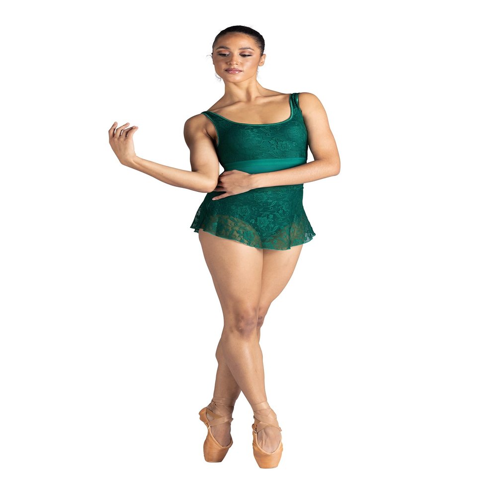 Danz N Motion Womens Lace Pull-On Dance Skirt 23400A (Green, XL), X-Large