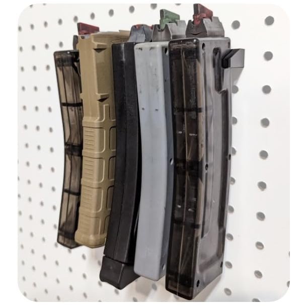 Hammy3DPrints Mount for AR 223/556/300 Pattern Mags - Pegboard/Metal Pegboard/Skadis/etc. | Magazine Holder Storage Rack (Skadis)