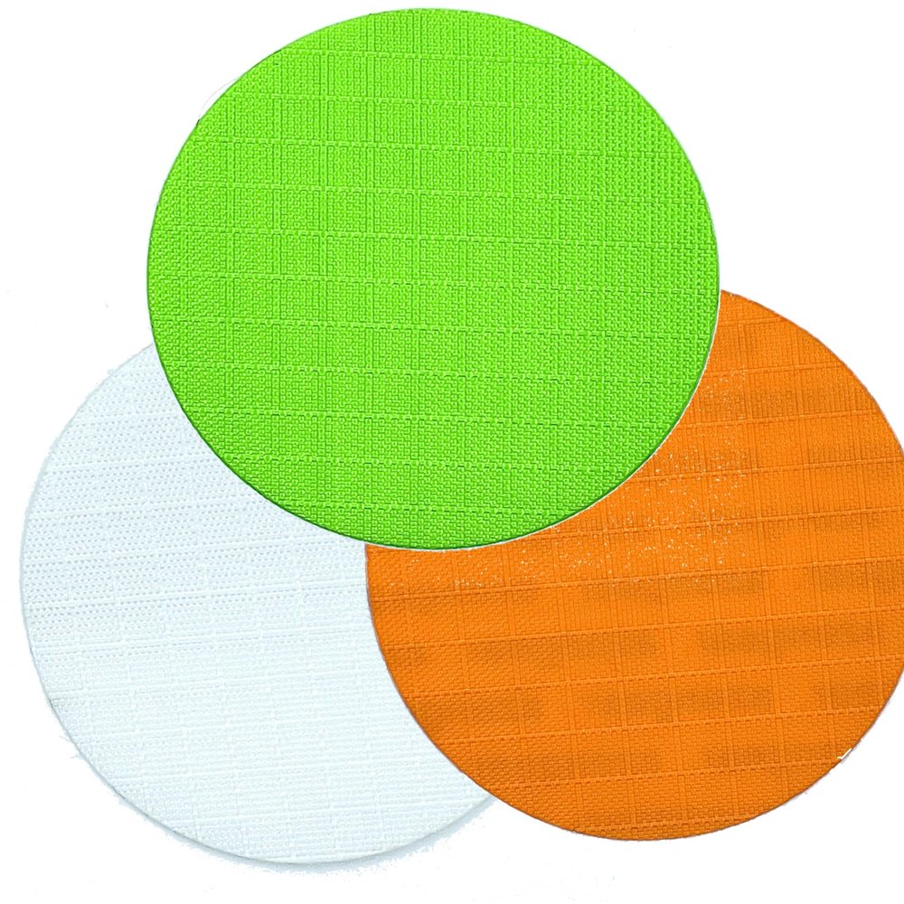 aZengear Down Jacket Repair Patches Kit, Neon Green White & Orange, 33 Pre-Cut Waterproof Self-Adhesive Patches for Puffer Coats Tents & Outdoor Gear