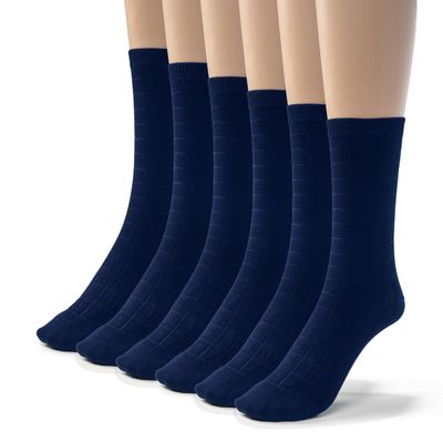 Silky Toes Viscose Bamboo Seamless Grid Dress Socks for Boys Girls, 3-6 Pk, Sensory School Uniform Crew Socks for kids