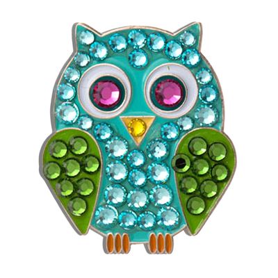 Premium Crystal Golf Ball Marker Bonjoc with Magnetic Hat Clip Owl (Blue) | Perfect Golf Accessories, Golf Gift, and Golf Giveaway for Men Women with add-ons available!, Blue, Green