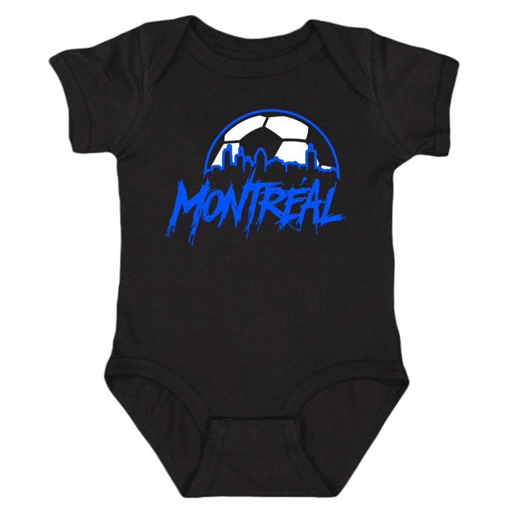 Xtreme Apparrel Montreal Skyline Kid's Bodysuit for Soccer Fans (Black,18M)