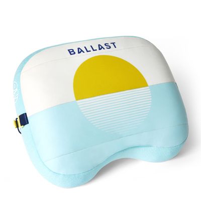 Ballast Beach Pillow Comfy, Durable & Compact, Stays Put on Windy Beaches with Patented Sand Pouch, Inflatable Pillow for Beaches, Pools, Camping, Festivals and Travel (Golden Sunrise)